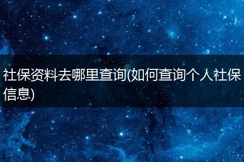 社保资料去哪里查询(如何查询个人社保信息)