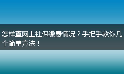 怎样查网上社保缴费情况?手把手教你几个简单方法!