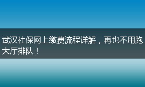 武汉社保网上缴费流程详解，再也不用跑大厅排队！