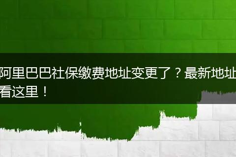 阿里巴巴社保缴费地址变更了？最新地址看这里！