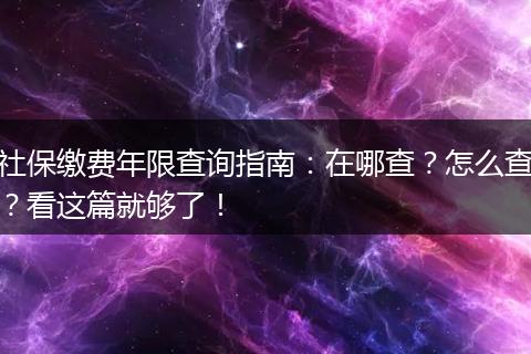 社保缴费年限查询指南:在哪查?怎么查?看这篇就够了!