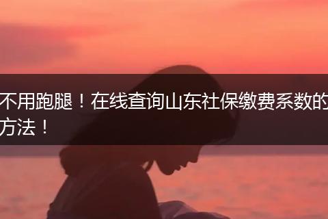 不用跑腿!在线查询山东社保缴费系数的方法!