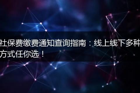 社保费缴费通知查询指南：线上线下多种方式任你选！