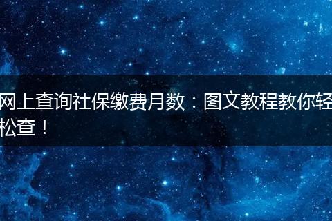 网上查询社保缴费月数：图文教程教你轻松查！