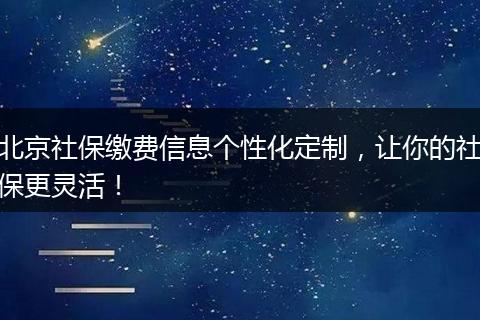 北京社保缴费信息个性化定制,让你的社保更灵活!