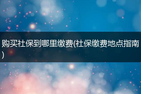 购买社保到哪里缴费(社保缴费地点指南)