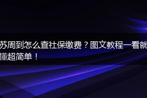 苏周到怎么查社保缴费？图文教程一看就懂超简单！