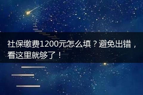 社保缴费1200元怎么填?避免出错,看这里就够了!