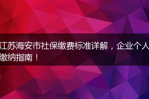 江苏海安市社保缴费标准详解，企业个人缴纳指南！