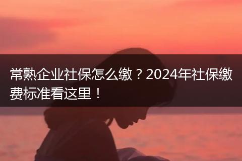 常熟企业社保怎么缴？2024年社保缴费标准看这里！