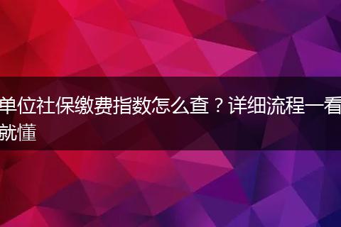 单位社保缴费指数怎么查？详细流程一看就懂