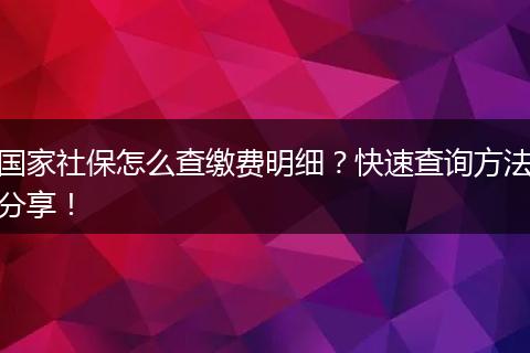 国家社保怎么查缴费明细?快速查询方法分享!
