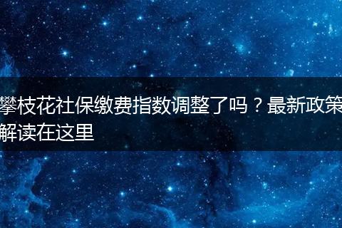 攀枝花社保缴费指数调整了吗？最新政策解读在这里