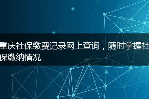 重庆社保缴费记录网上查询，随时掌握社保缴纳情况