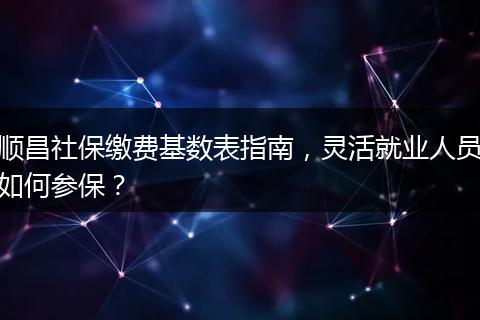 顺昌社保缴费基数表指南，灵活就业人员如何参保？