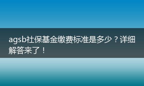 agsb社保基金缴费标准是多少？详细解答来了！