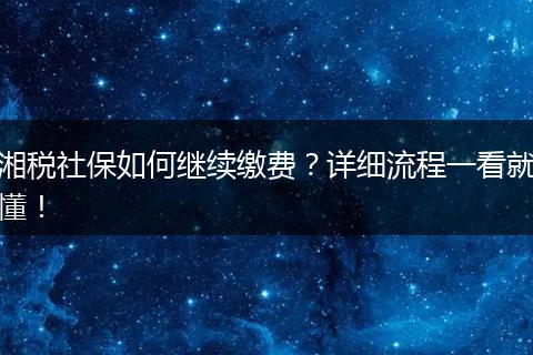 湘税社保如何继续缴费?详细流程一看就懂!