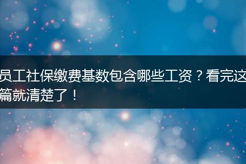 员工社保缴费基数包含哪些工资？看完这篇就清楚了！