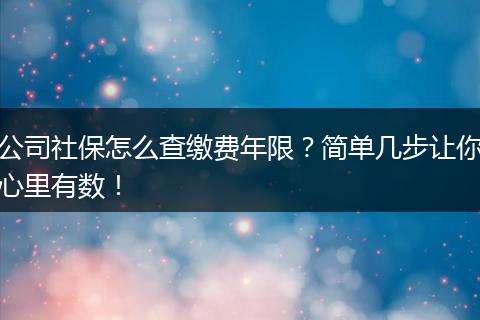 公司社保怎么查缴费年限？简单几步让你心里有数！