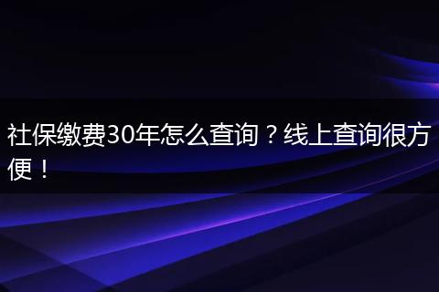 社保缴费30年怎么查询？线上查询很方便！