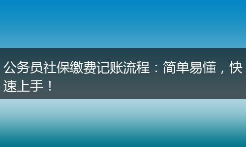 公务员社保缴费记账流程：简单易懂，快速上手！