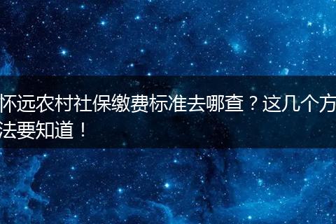 怀远农村社保缴费标准去哪查？这几个方法要知道！