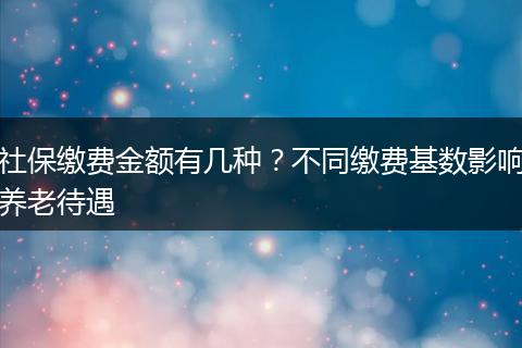 社保缴费金额有几种？不同缴费基数影响养老待遇