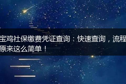 宝鸡社保缴费凭证查询：快速查询，流程原来这么简单！
