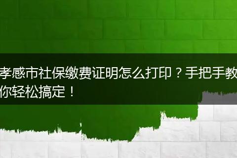孝感市社保缴费证明怎么打印？手把手教你轻松搞定！
