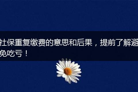 社保重复缴费的意思和后果,提前了解避免吃亏!