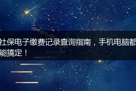 社保电子缴费记录查询指南，手机电脑都能搞定！
