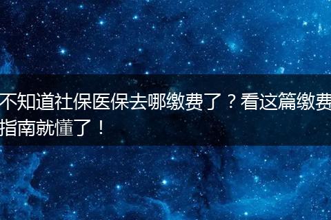 不知道社保医保去哪缴费了？看这篇缴费指南就懂了！