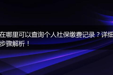 在哪里可以查询个人社保缴费记录？详细步骤解析！