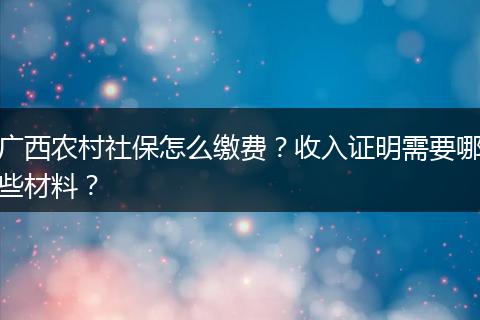广西农村社保怎么缴费？收入证明需要哪些材料？