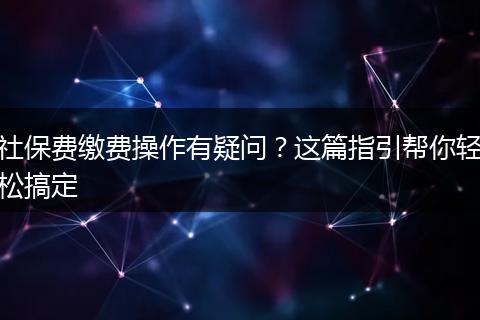 社保费缴费操作有疑问？这篇指引帮你轻松搞定