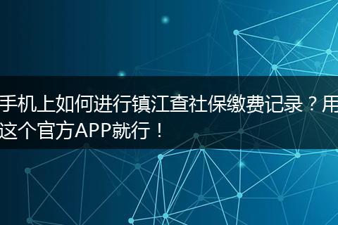 手机上如何进行镇江查社保缴费记录？用这个官方APP就行！