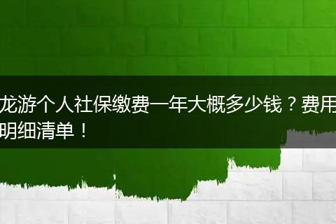 龙游个人社保缴费一年大概多少钱？费用明细清单！