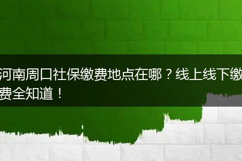 河南周口社保缴费地点在哪？线上线下缴费全知道！