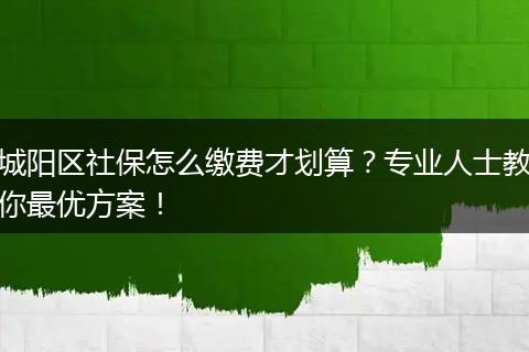 城阳区社保怎么缴费才划算？专业人士教你最优方案！