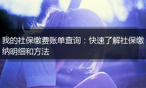 我的社保缴费账单查询：快速了解社保缴纳明细和方法