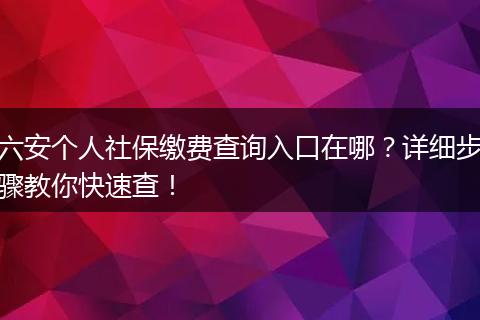 六安个人社保缴费查询入口在哪？详细步骤教你快速查！