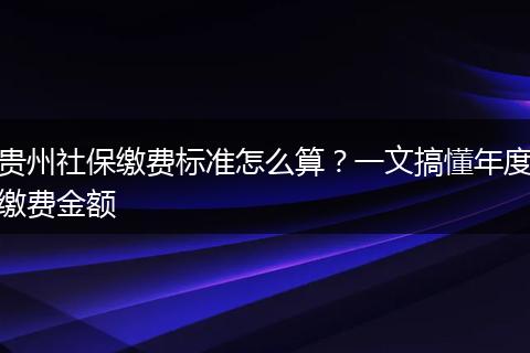 贵州社保缴费标准怎么算?一文搞懂年度缴费金额