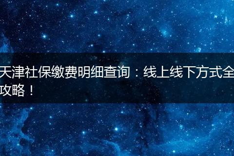 天津社保缴费明细查询：线上线下方式全攻略！