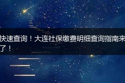 快速查询！大连社保缴费明细查询指南来了！
