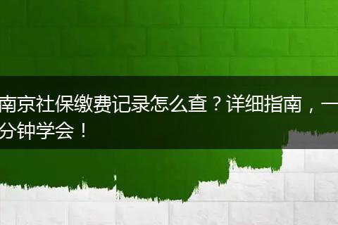 南京社保缴费记录怎么查?详细指南,一分钟学会!