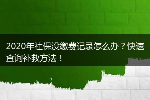 2020年社保没缴费记录怎么办?快速查询补救方法!