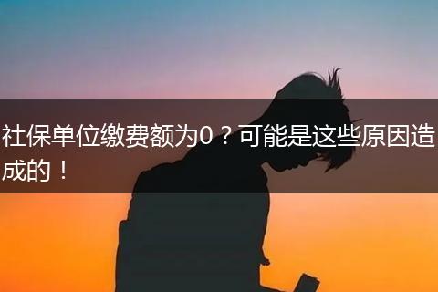 社保单位缴费额为0？可能是这些原因造成的！