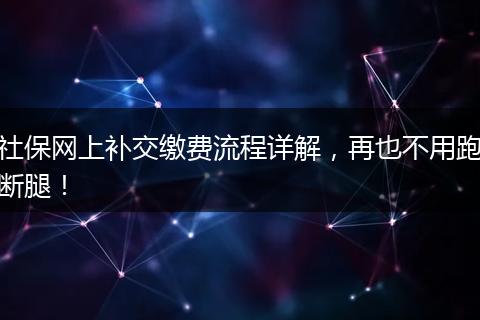 社保网上补交缴费流程详解，再也不用跑断腿！