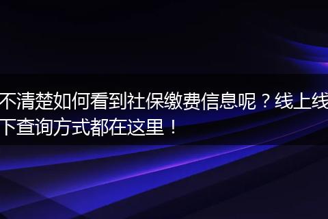 不清楚如何看到社保缴费信息呢？线上线下查询方式都在这里！