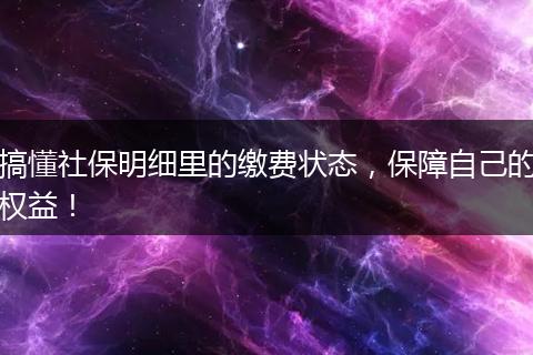 搞懂社保明细里的缴费状态，保障自己的权益！